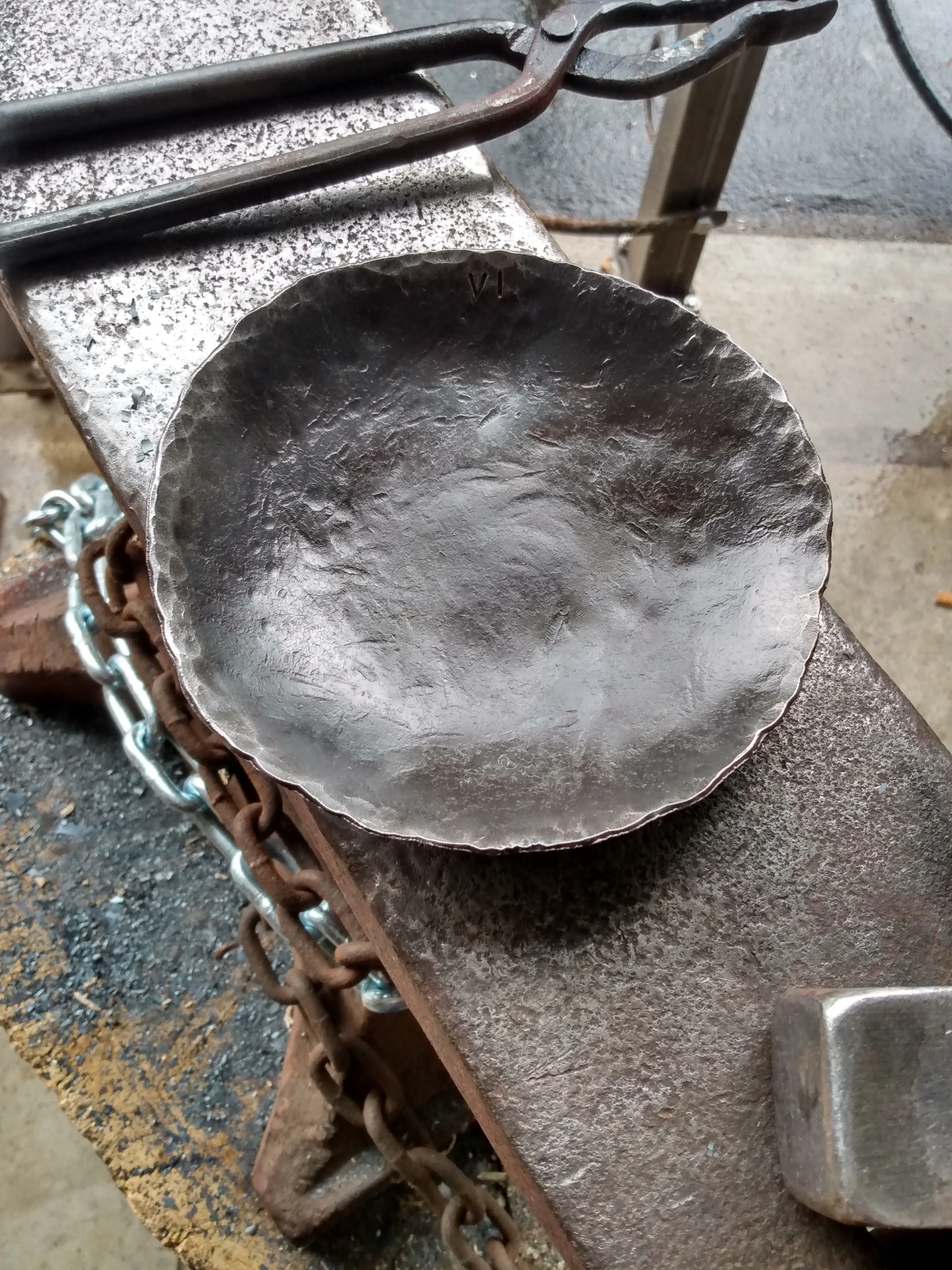 Shallow Hammered Iron Bowl