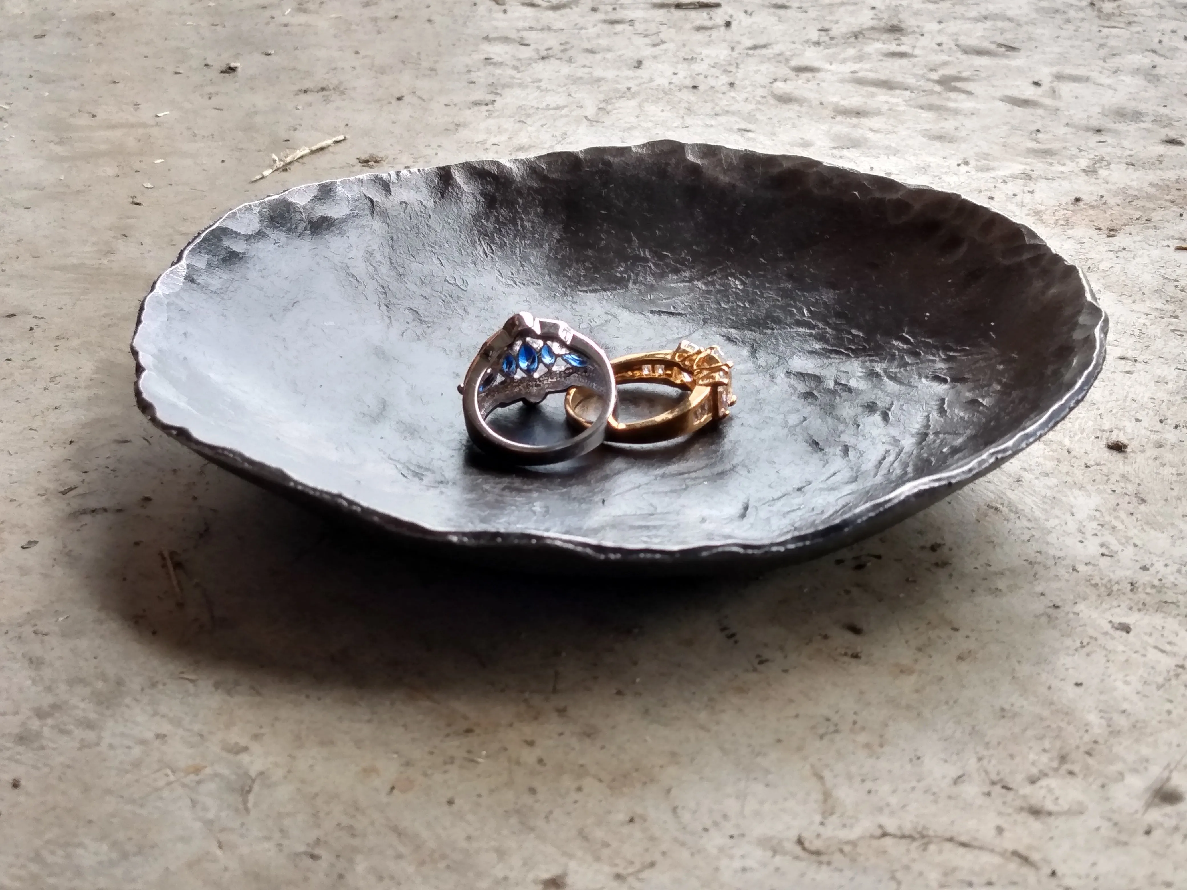 Shallow Hammered Iron Bowl
