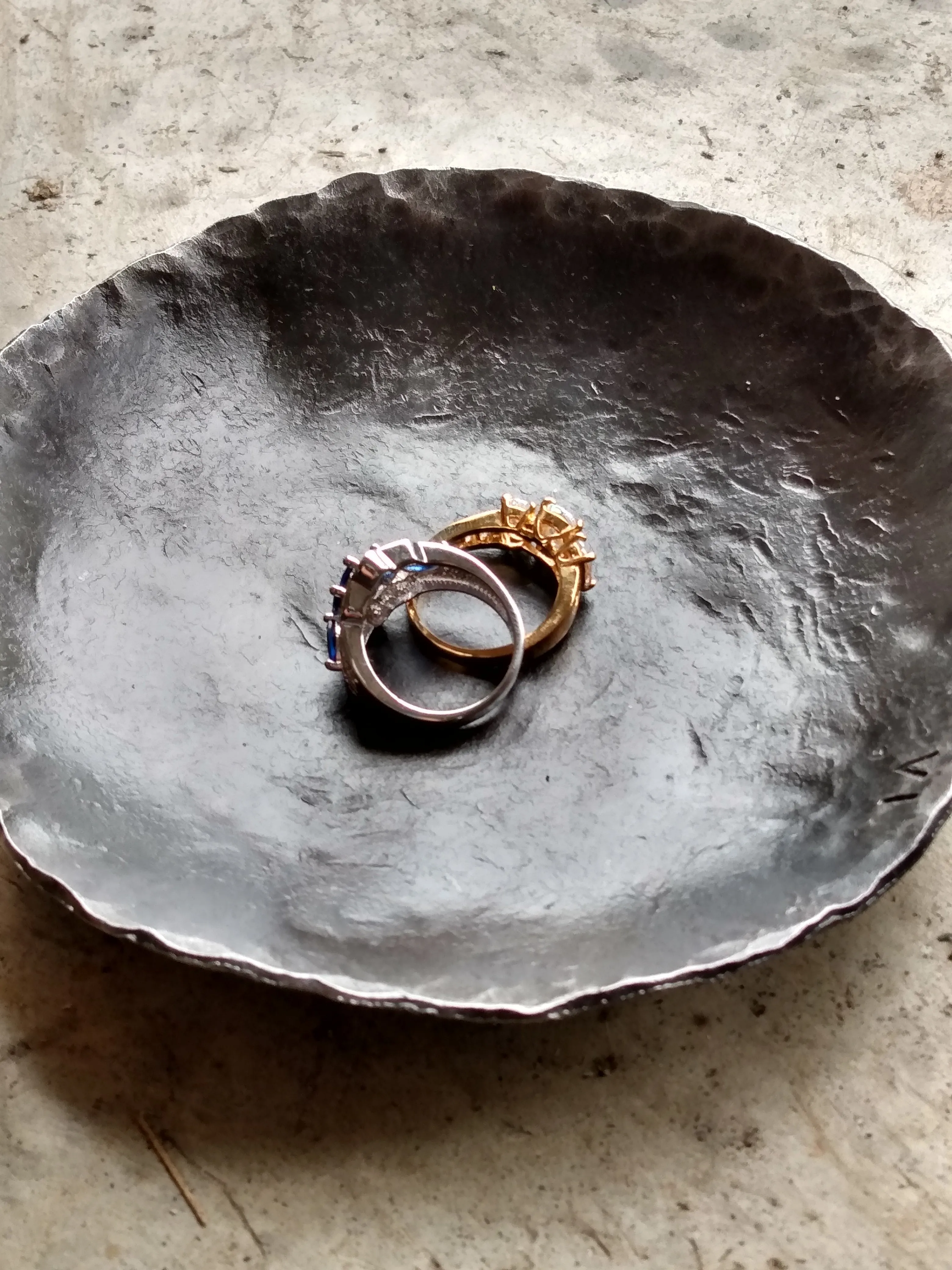 Shallow Hammered Iron Bowl