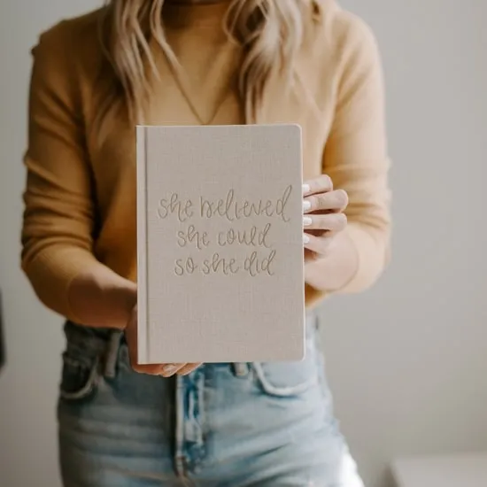 She Believed She Could Tan Fabric Journal