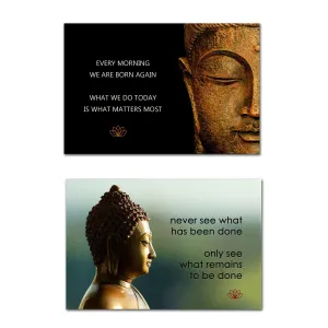 Tallenge - Gautam Buddha Art with Motivational Quotes - Set of 2 Fridge Magnets for Home Decor (Size - 4 inches x 6 inches Each)