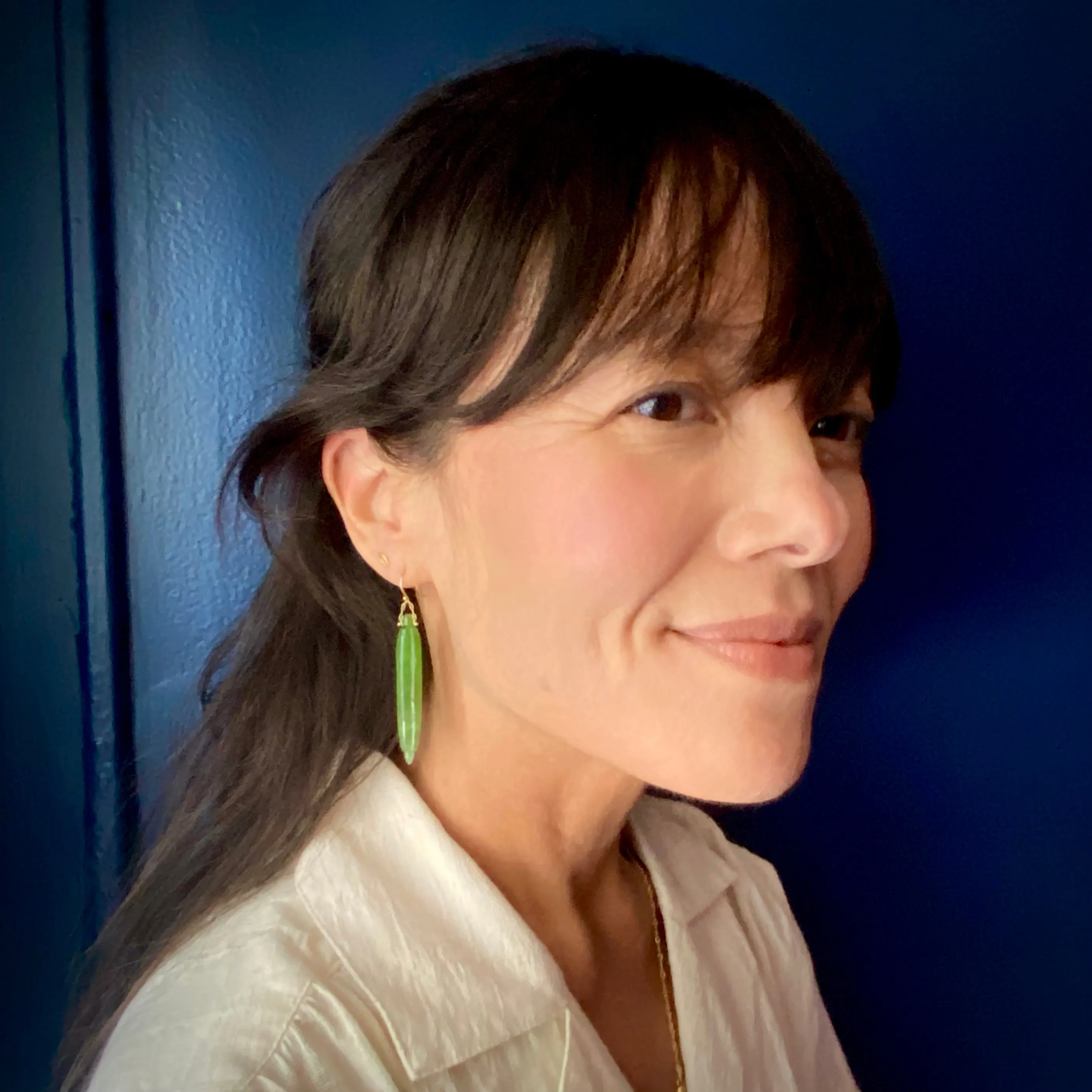 TenThousandThings 18k Jade Pine Needle Earrings