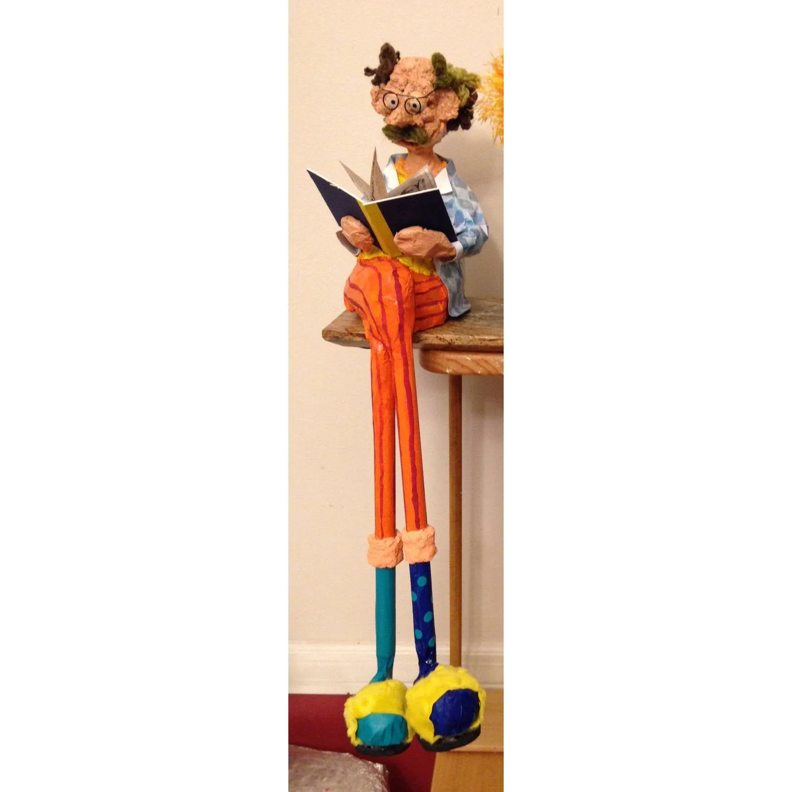 The Couple Reading Art in Paper Mache Humorous Whimsical Sculptures by Naava Naslavsky