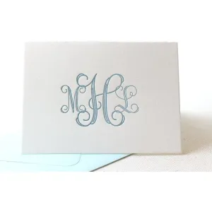 Vine Monogram - Letterpress Folded Card Stationery