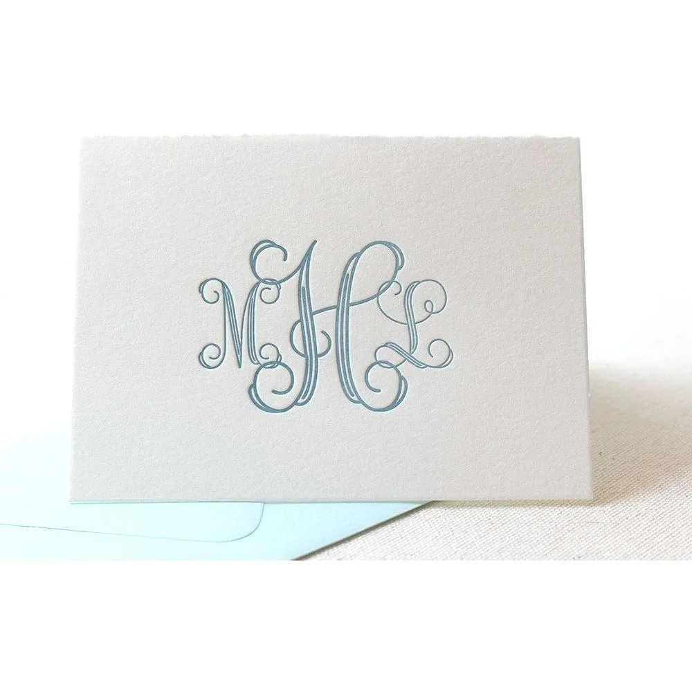 Vine Monogram - Letterpress Folded Card Stationery