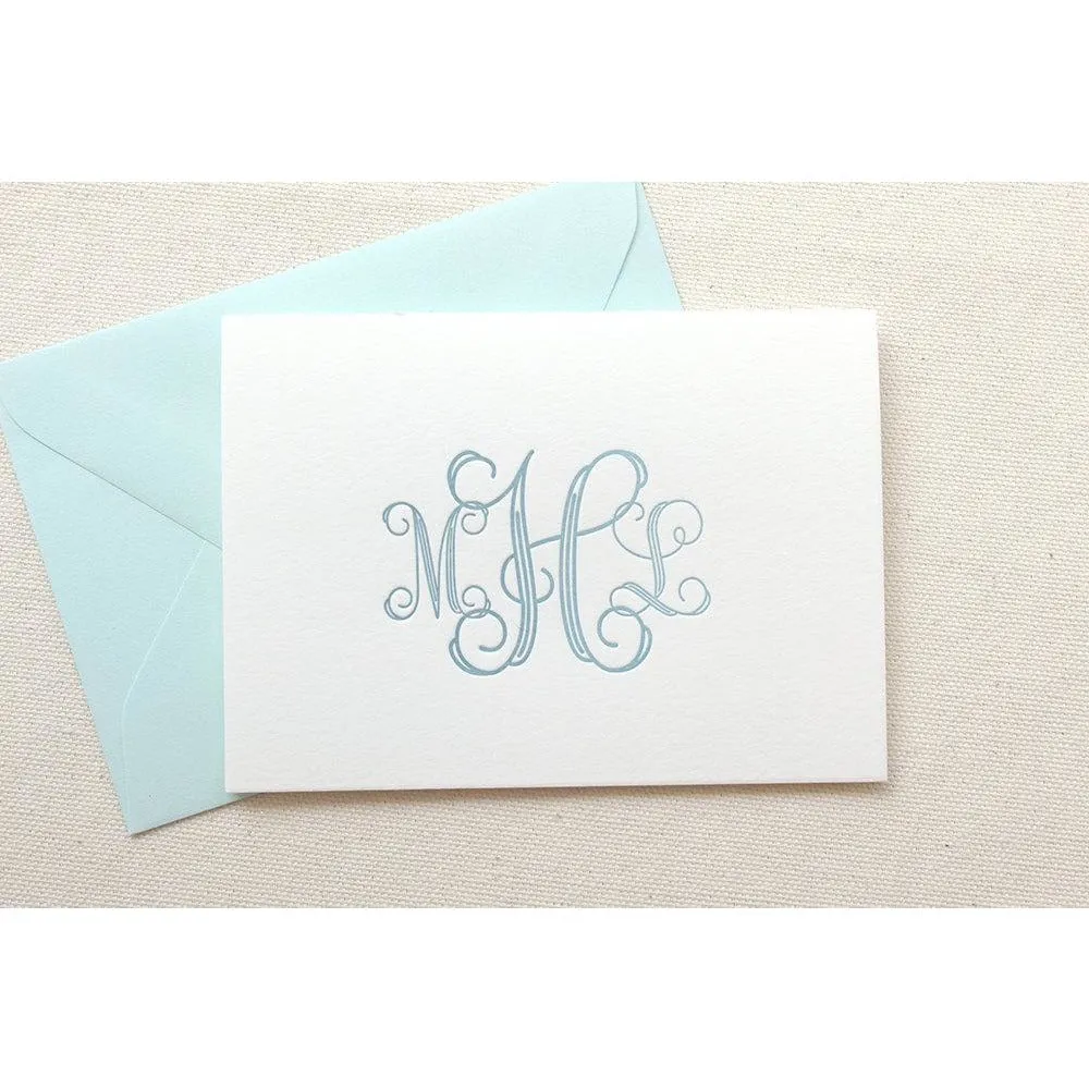 Vine Monogram - Letterpress Folded Card Stationery