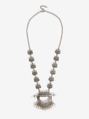 Westside Accessories Silver Floral Design Traditional Pendant Necklace