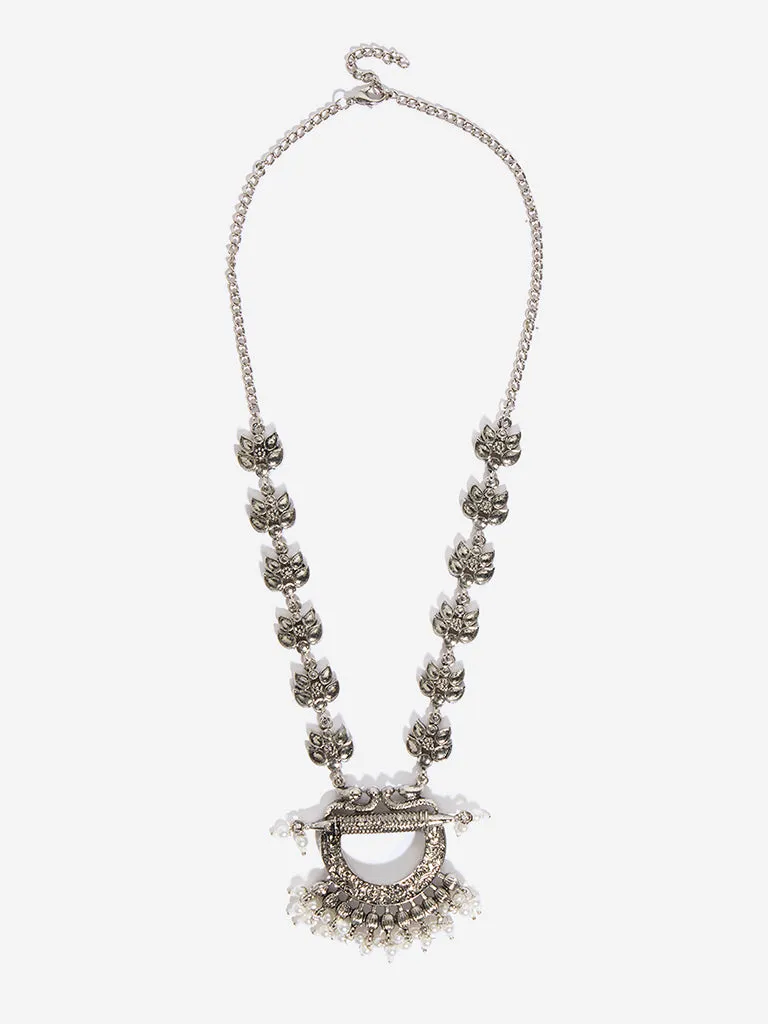 Westside Accessories Silver Floral Design Traditional Pendant Necklace