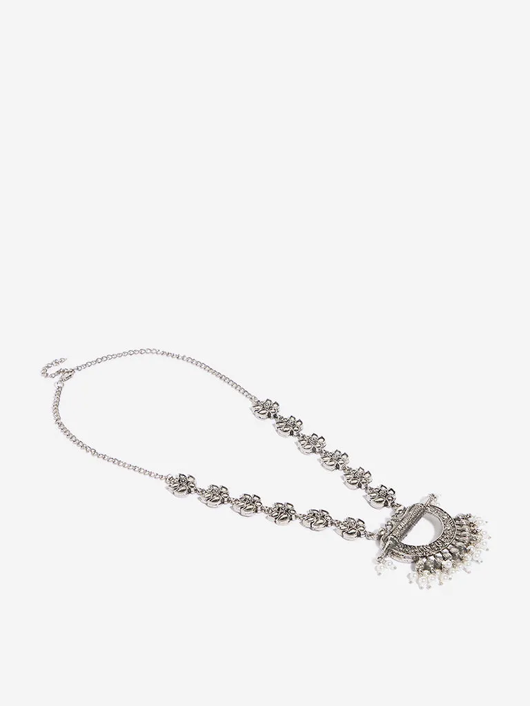 Westside Accessories Silver Floral Design Traditional Pendant Necklace