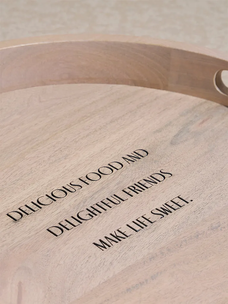 Westside Home Beige Text Patterned Serving Tray