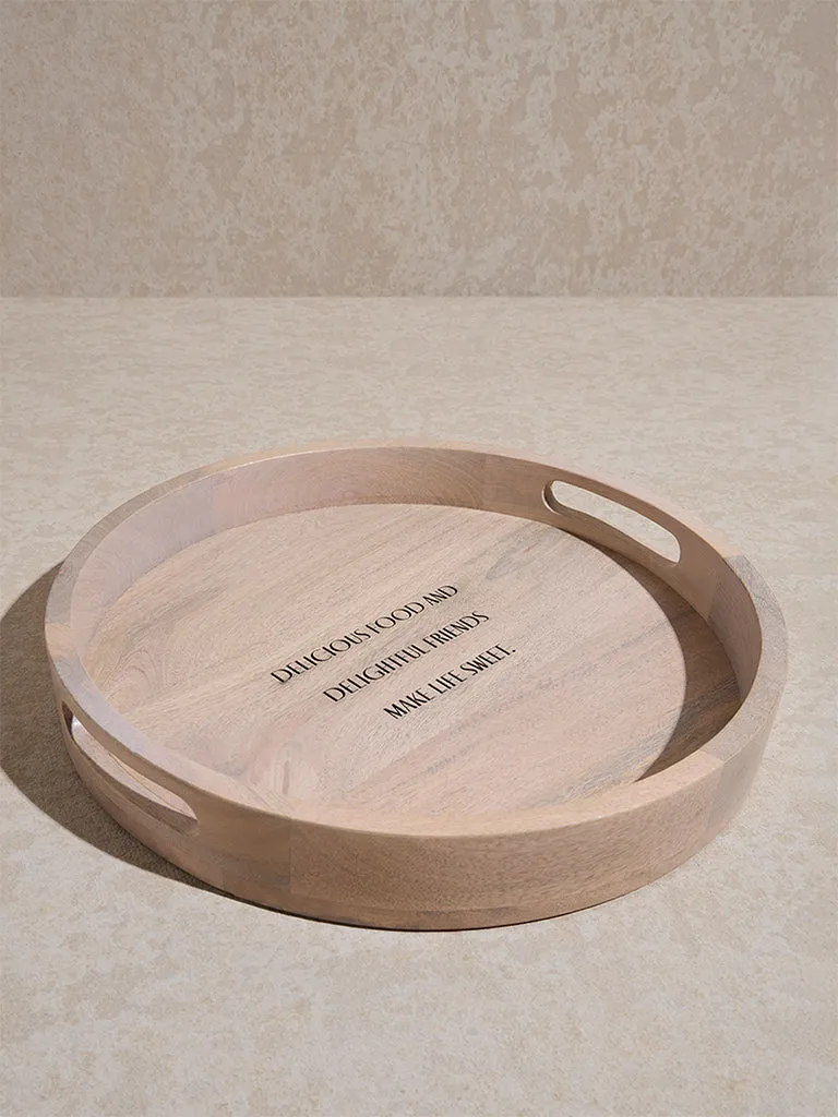 Westside Home Beige Text Patterned Serving Tray