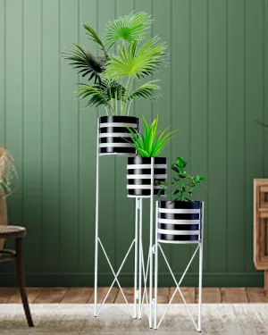 WHITE  &  BLACK CROSS  PLANTER STAND SET OF 3 CROSS