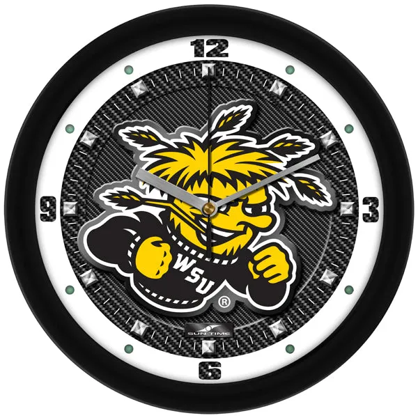 Wichita State Wall Clock - Carbon Fiber Textured