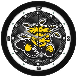 Wichita State Wall Clock - Carbon Fiber Textured