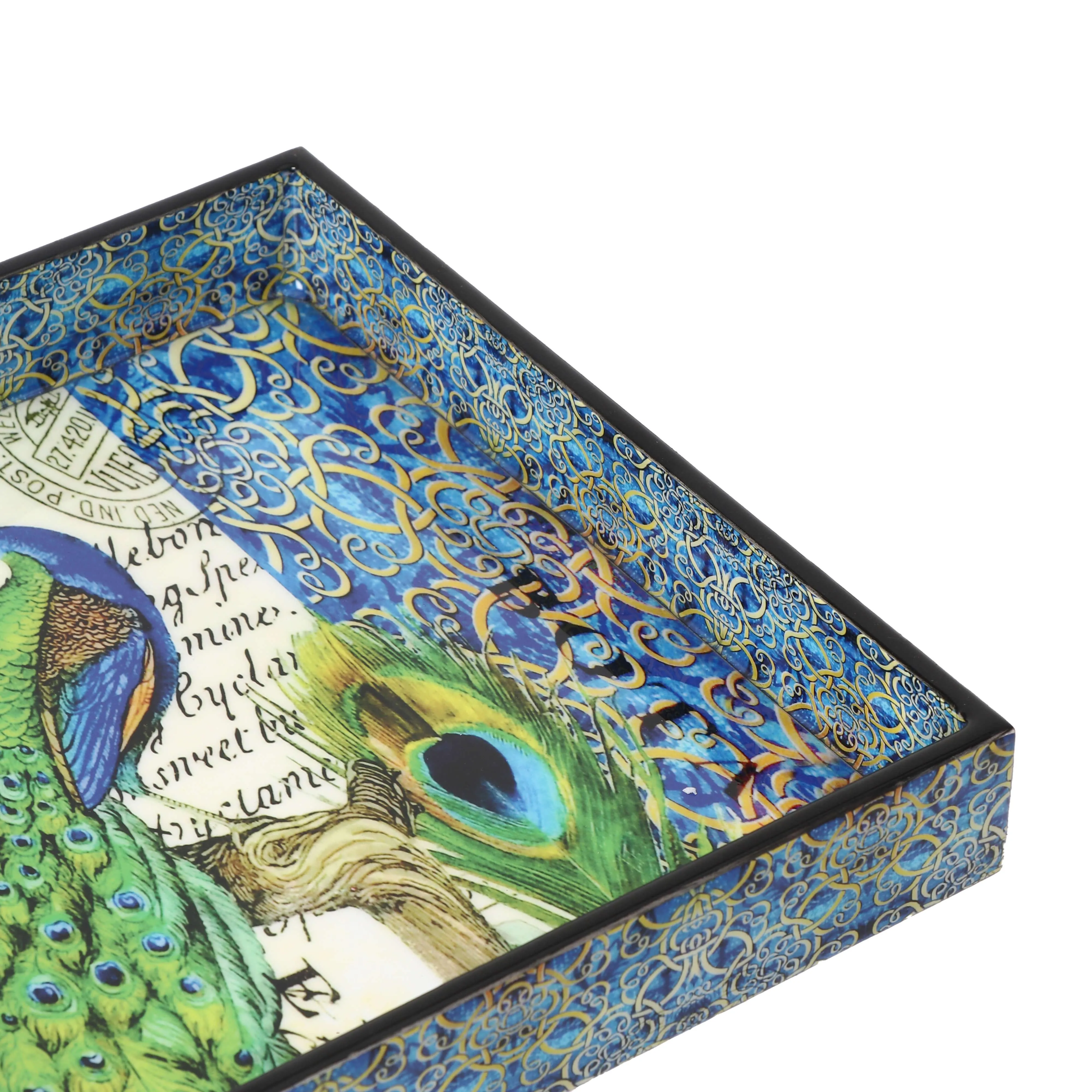 Wooden Handmade Enamel Coated Multipurpose Serving Tray for Home and Dining Table