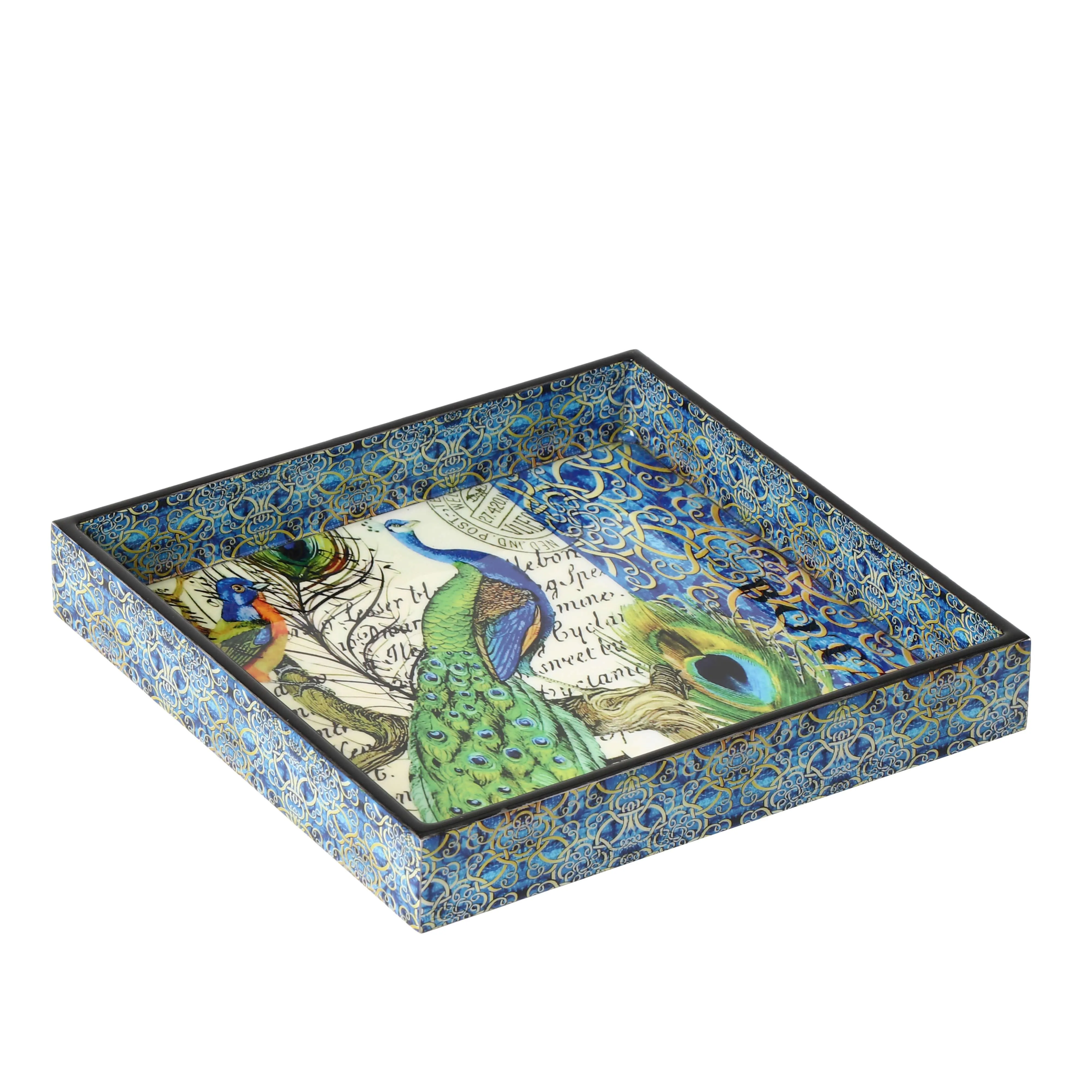 Wooden Handmade Enamel Coated Multipurpose Serving Tray for Home and Dining Table