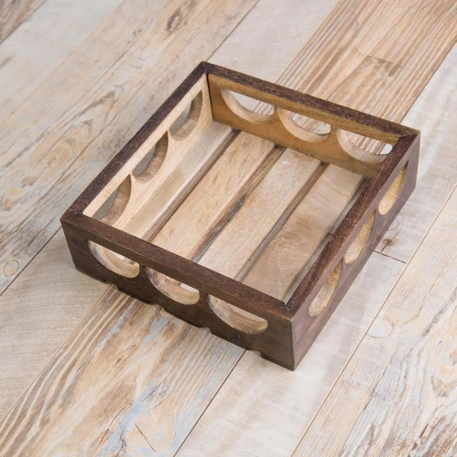 Wooden Twist Urge Fancy Design Solid Wood Carved Serving Tray