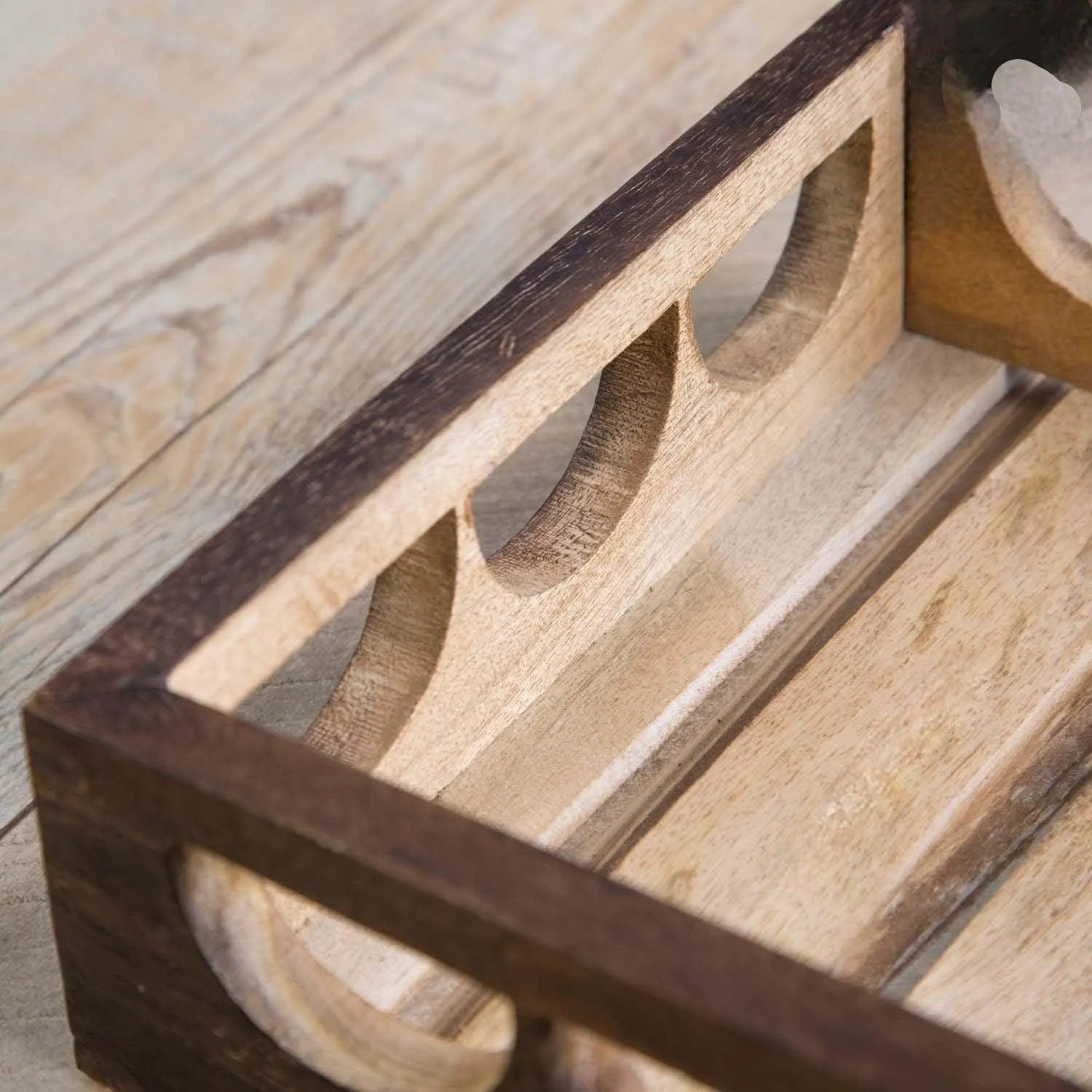 Wooden Twist Urge Fancy Design Solid Wood Carved Serving Tray
