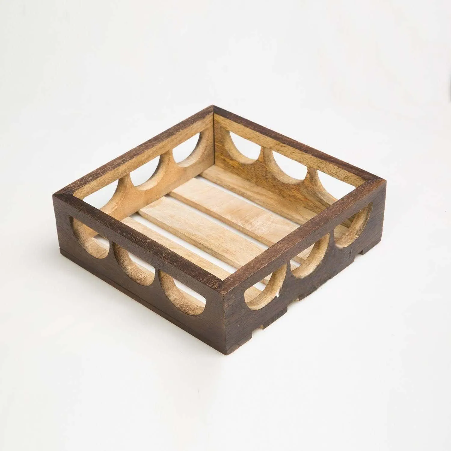 Wooden Twist Urge Fancy Design Solid Wood Carved Serving Tray